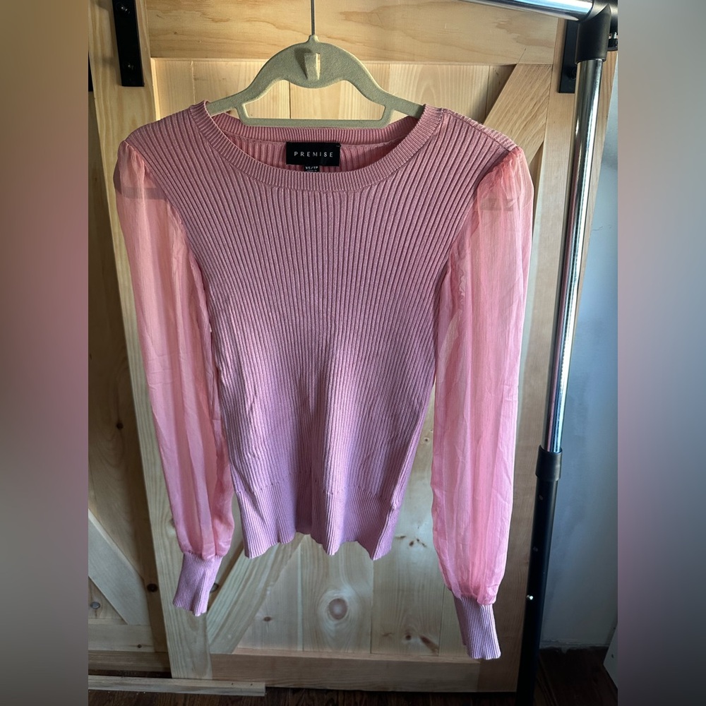 Premise Soft Pink Ribbed Knit Top